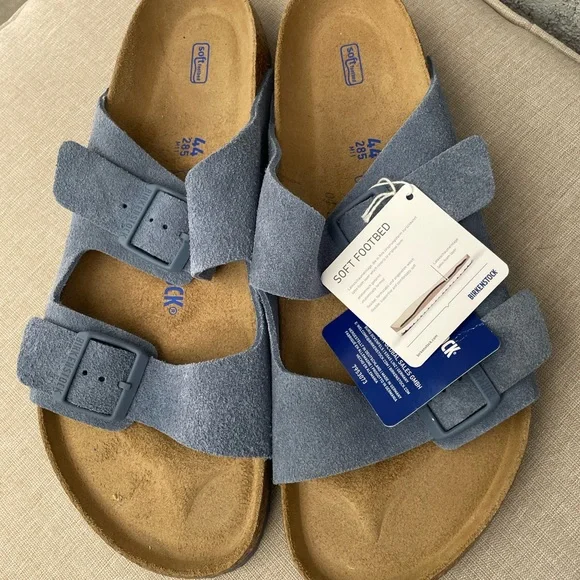 Mens Birkenstock Arizona Soft Footbed Suede Leather Sandal Size 11 - Picture 2 of 11